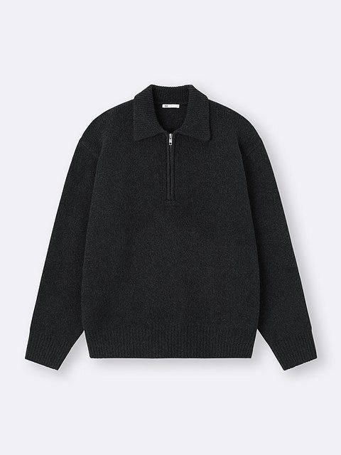 GUのパフニットハーフジッププルオーバー