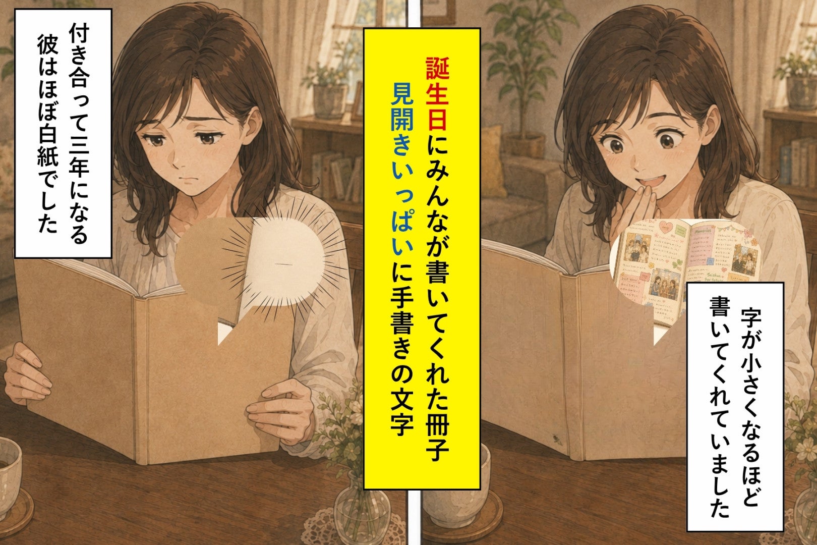 みんなが書いてくれた誕生日の冊子で、彼のページだけ白紙に近かった話