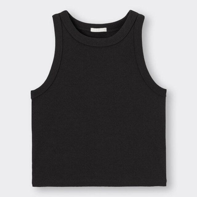 GU　ワイドパンツ　スタイルアップ　カジュアルコーデ　asuka　イラスト　アメリカンスリーブタンクトップ