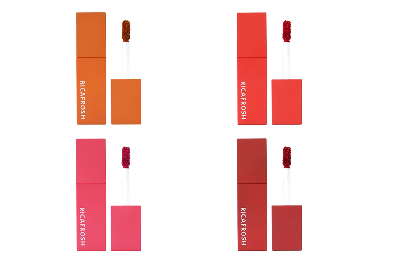 （上段、左から）「01 オランジェット」、「02 バラタレッド」（下段、左から）「03 ミアローズ」、「04 クランベリー」