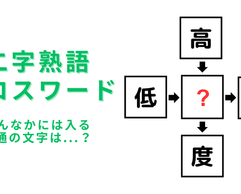 【二字熟語クロスワード】真んなかに入る漢字は?見つめればひとつの漢字が浮かび上がってきます...!