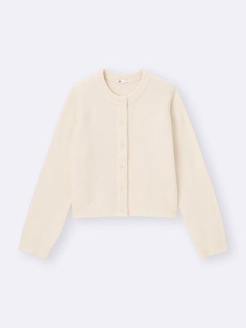 GUのパフニットクルーネックカーディガン
