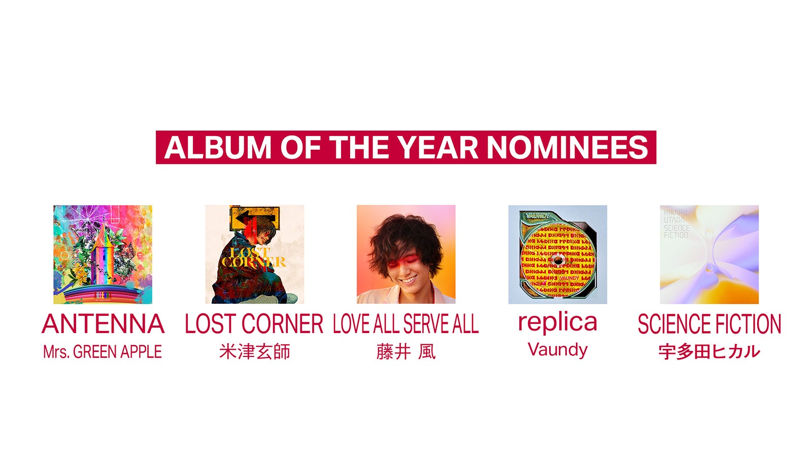 「MUSIC AWARDS JAPAN 2025」最優秀アルバム賞ノミネート一覧（提供写真）