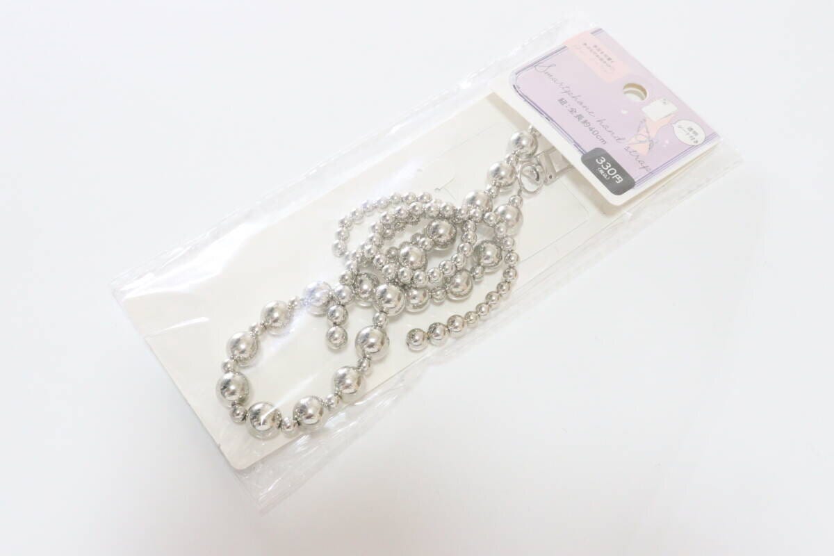 ハンドストラップ（パールリボン、シート付き）　スマホグッズ