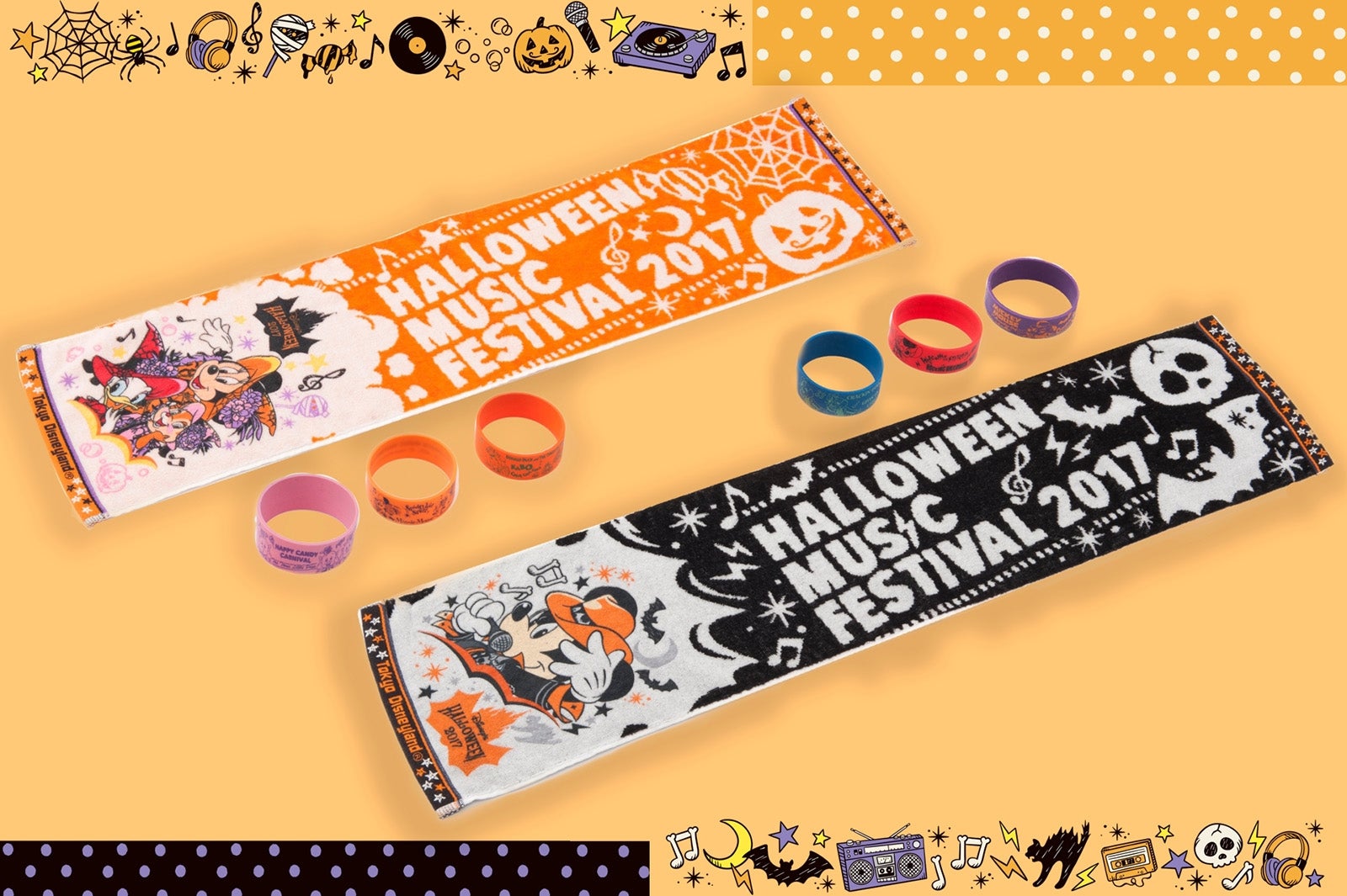 フェスティバルタオル 各1200円、リストバンド 各500円 （C）Disney