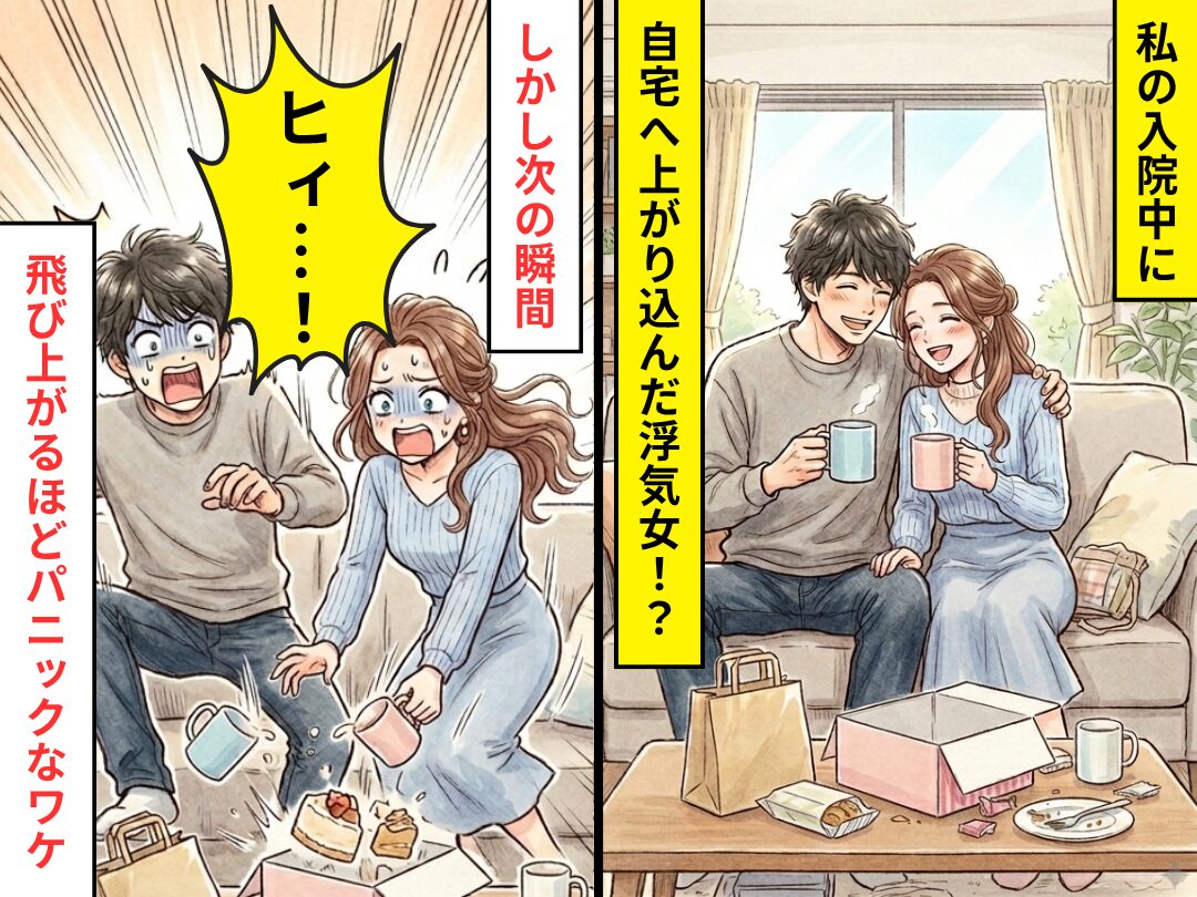 私の入院中、自宅に上がり込んだ浮気女だが…⇒【予想外の声】が耳に入り「ヒィ…！」飛び上がるほどパニックに！？