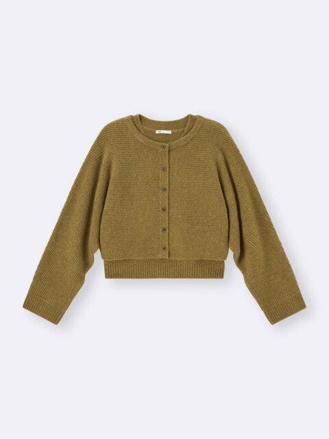 パフニット2ピースカーディガン 2025gu秋冬女性おすすめパフニット2ピースカーディガン