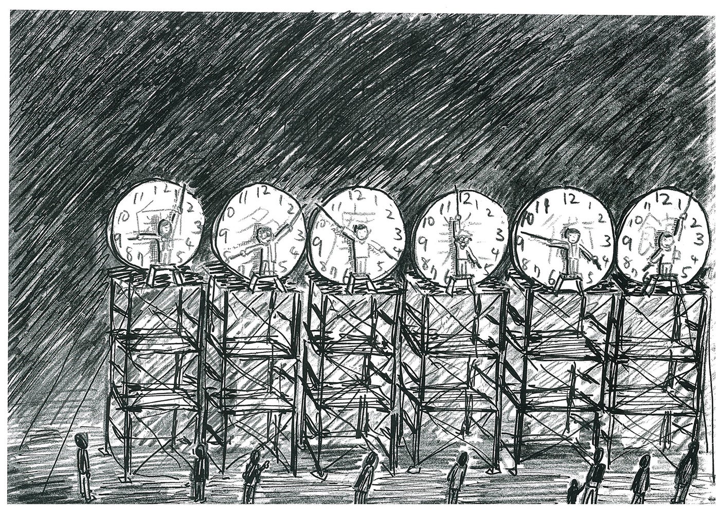 （C）《24時間⼈間時計のためのドローイング》《Drawing for 24h Human Clock》