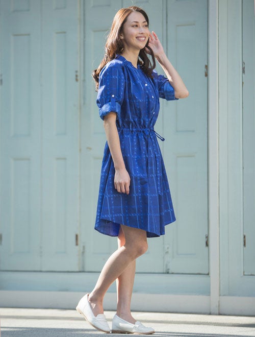 7分袖フラワープレイドドビーシャツワンピース「TALBOTS」5,000円（税込）／画像提供：TALBOTS