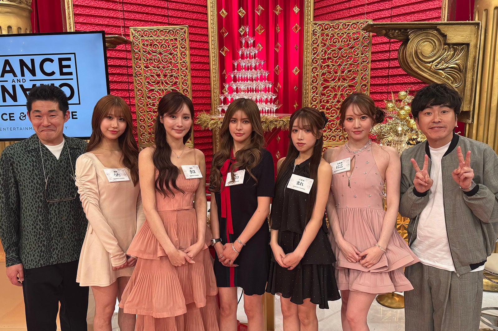 （左から）池田一真（しずる）、うた、きほ、きこ、まれ、にこ、純（しずる）（提供写真）