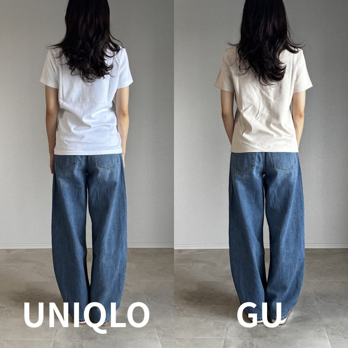白いユニクロTとベージュのGU 白いユニクロTとベージュのGU