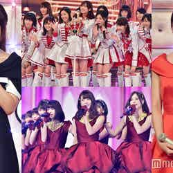 「紅白」リハーサル3日目／有村架純（左＆右）、AKB48（中央上）、乃木坂46（中央下） （C）モデルプレス