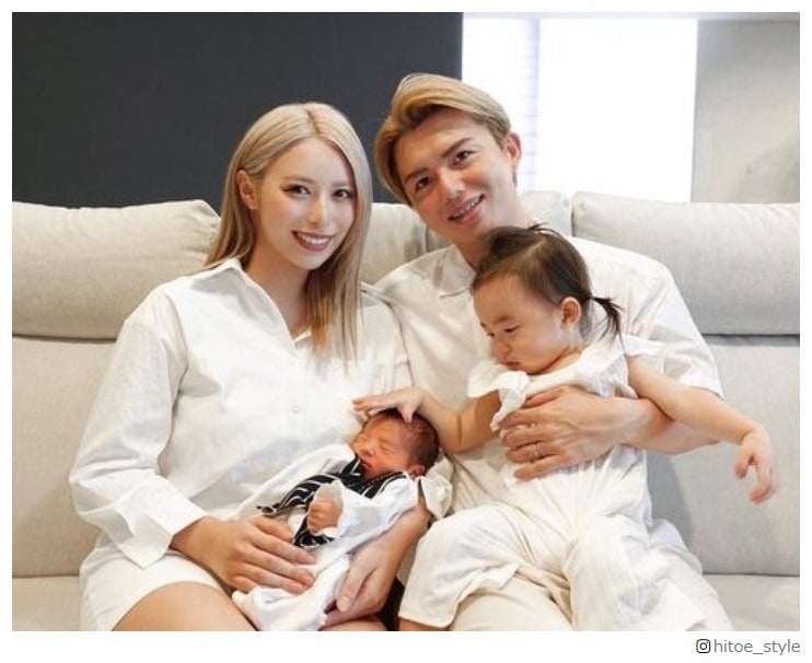 ぴと、夫・翔平さん、息子、娘／ぴと公式Instagramより