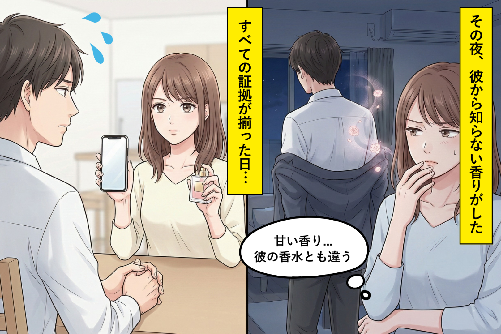 帰宅した彼氏からいつもと違う香りがした夜→何も言わずにその香水を探し当てて、証拠を揃えていったら...