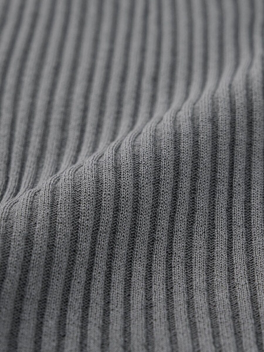 GU　シアーリブカーディガン　グレー　リブ編み素材アップ