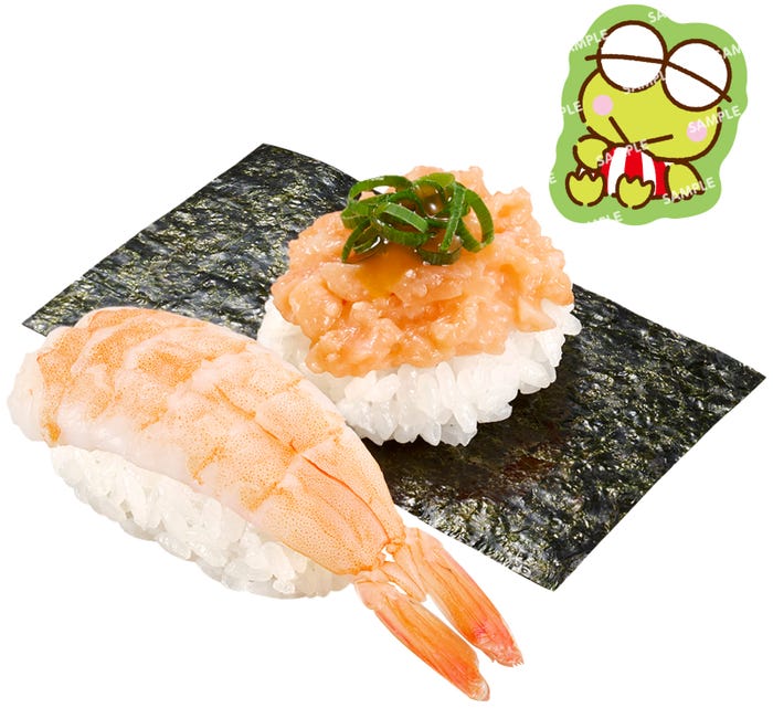 えび・サーモンたたき包み はぴだんぶいコラボ限定ピック付き税込220円~(C)2025 SANRIO CO.,LTD.APPROVAL NO.L660170