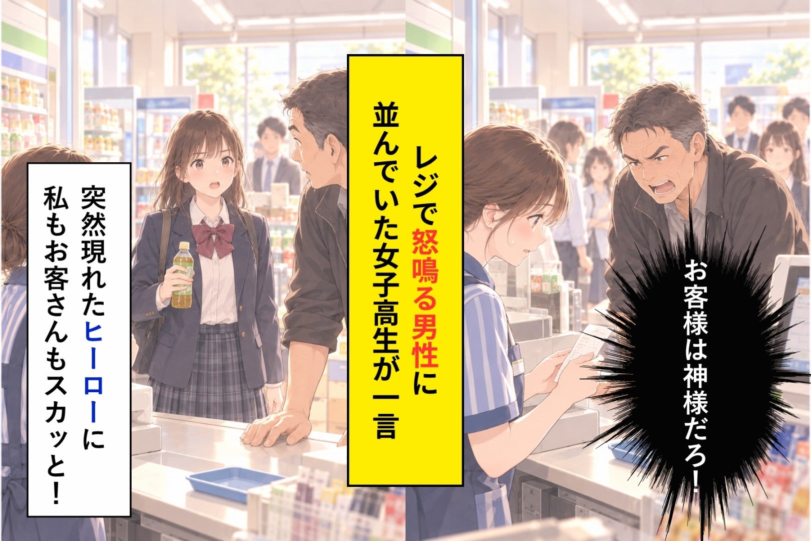 「お客様は神様だろ！」と怒鳴られたレジで、後ろの女子高生が言った一言