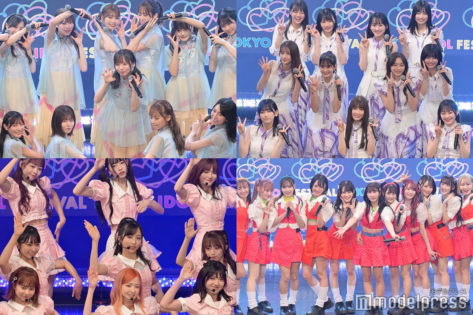 （上段左から時計回りに）日向坂46、乃木坂46、＝LOVE、AKB48（C）モデルプレス