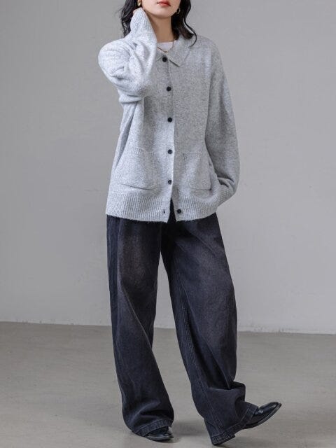 2025冬大人女性おすすめポロニットメンズライクコーデ