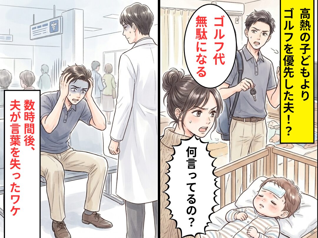 1歳児が高熱で朦朧とする中…「ゴルフ代無駄になる」出かけようとする夫！？数時間後⇒病院で夫が言葉を失ったワケ