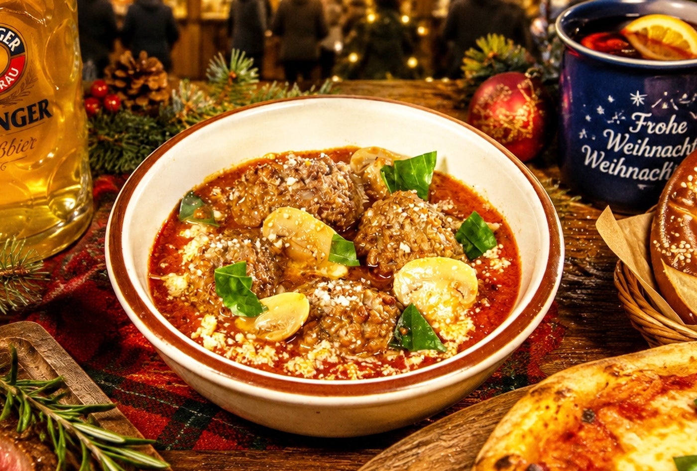 削りたてチーズのクリスマスミートボール&マッシュルーム【200食/日限定】(提供画像)