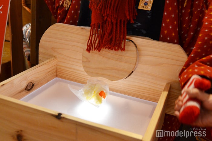 雪ん子の手を回すと冷凍りんごが出てくる(C)モデルプレス