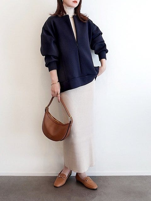 ニットワンピース コーデ ニットワンピースコーデ2