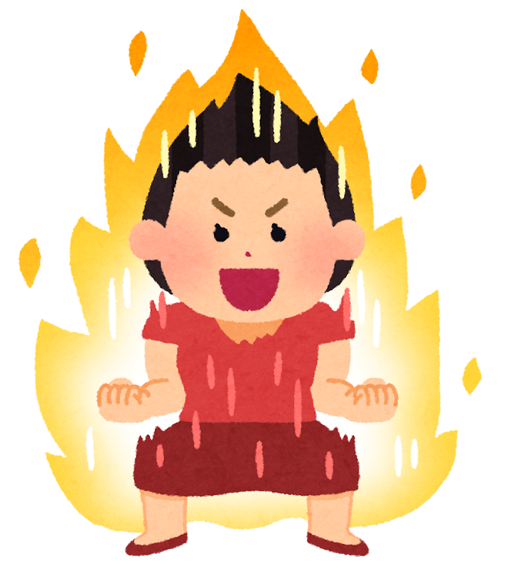 やる気に燃える人のイラスト(女性)
