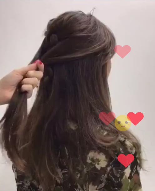 ステップ2:三つ編みの上でくるりんぱする