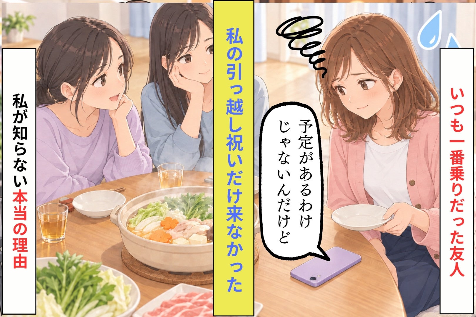 いつも一番乗りだった友人が、私の新しい部屋にだけ来なかった。「予定があるわけじゃないんだけど」