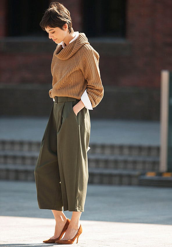 【SET】綿オックスシャツ+ハイウエスト ツイルタッククロップドパンツ「STYLEST」5,230円(税別)/画像提供:STYLEST