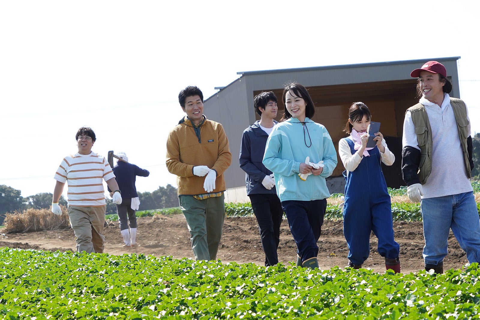（左から）諏訪雅、高橋努、渡辺大知、朝倉あき、芳根京子、やついいちろう／「それってパクリじゃないですか？」第3話より（C）日本テレビ