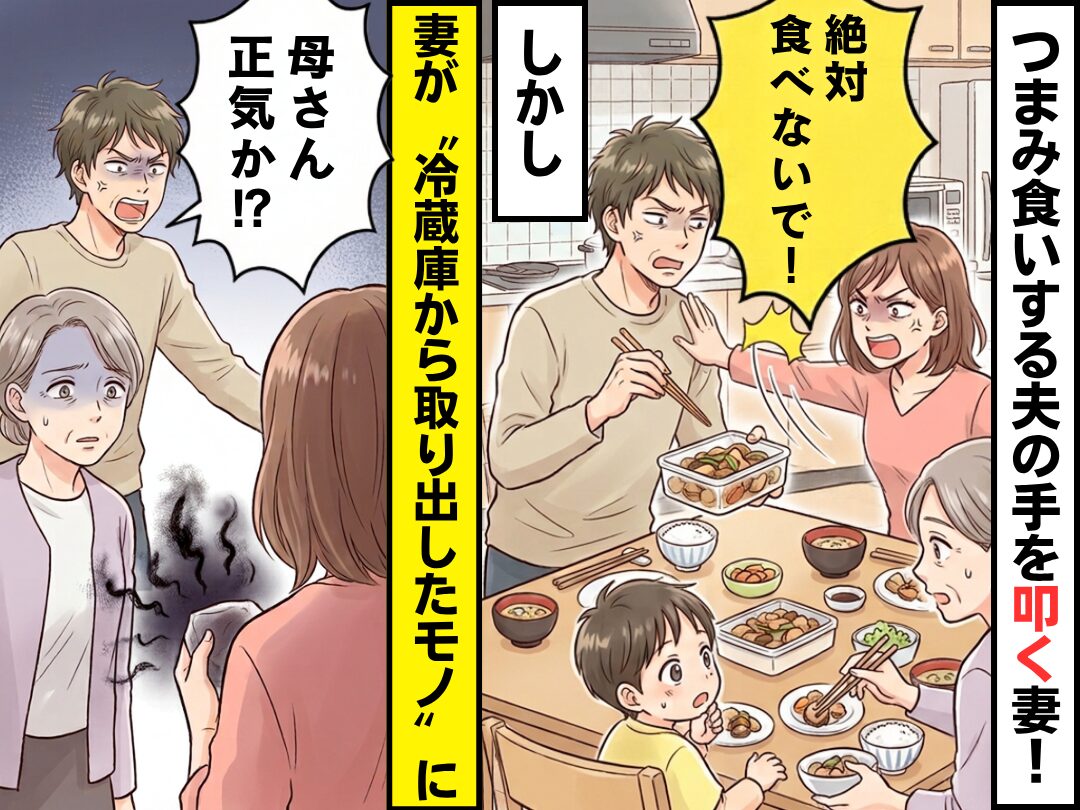 「絶対食べないで！」つまみ食いする夫の手を叩く妻！しかし⇒妻が“冷蔵庫から取り出したモノ”に「母さん正気か！？」