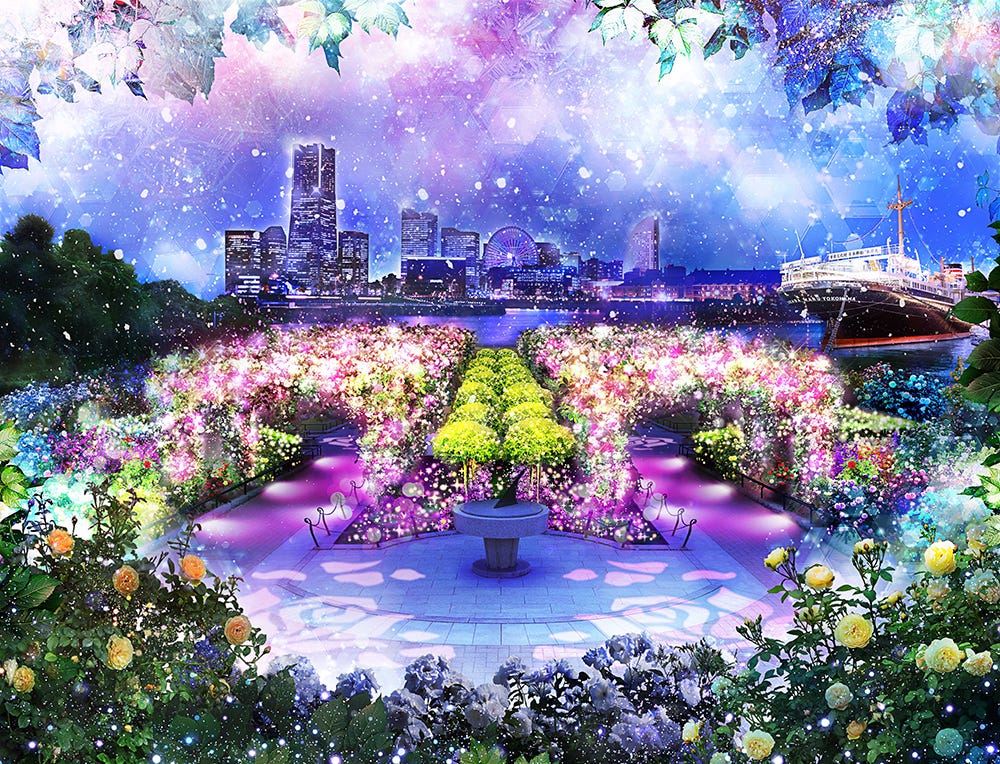 横浜・山下公園で初イルミイベント「SNOW ROSE GARDEN YOKOHAMA」開催