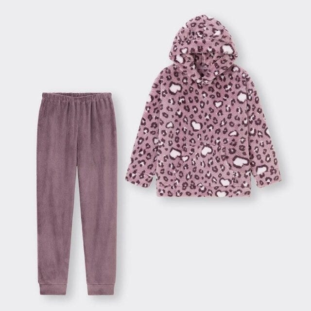 GU　ルームウェア　アニマルデザイン　マシュマロフィールフーディセット　レオパード