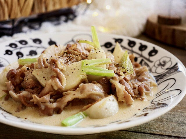 豚肉とかぶのクリーム煮　レシピ