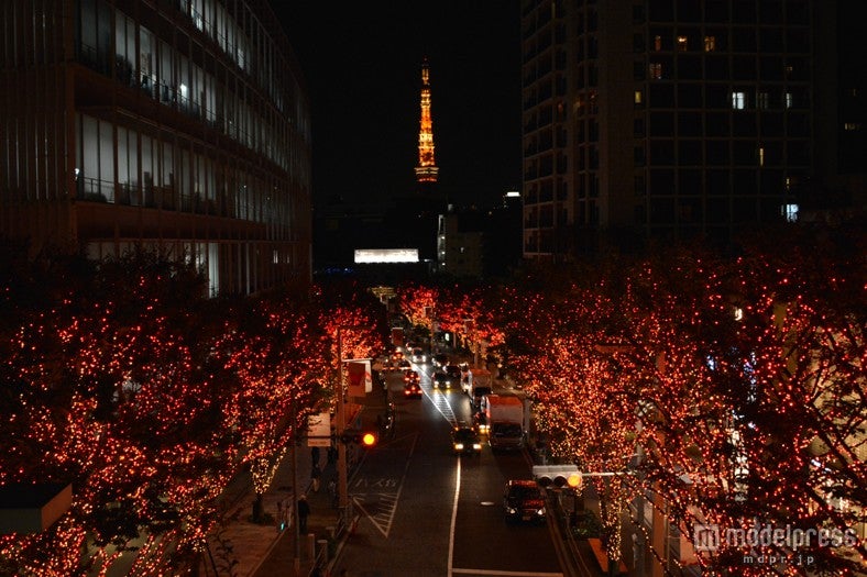 赤を貴重としたイルミネーション