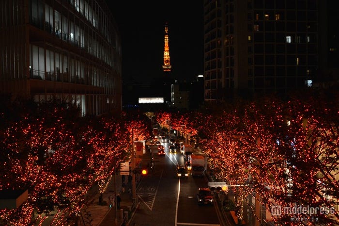 赤を貴重としたイルミネーション
