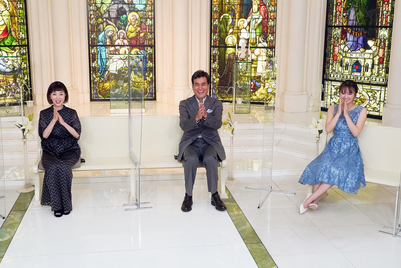 （左から）戸田恵子、石原良純、岡田結実 （C）テレビ東京