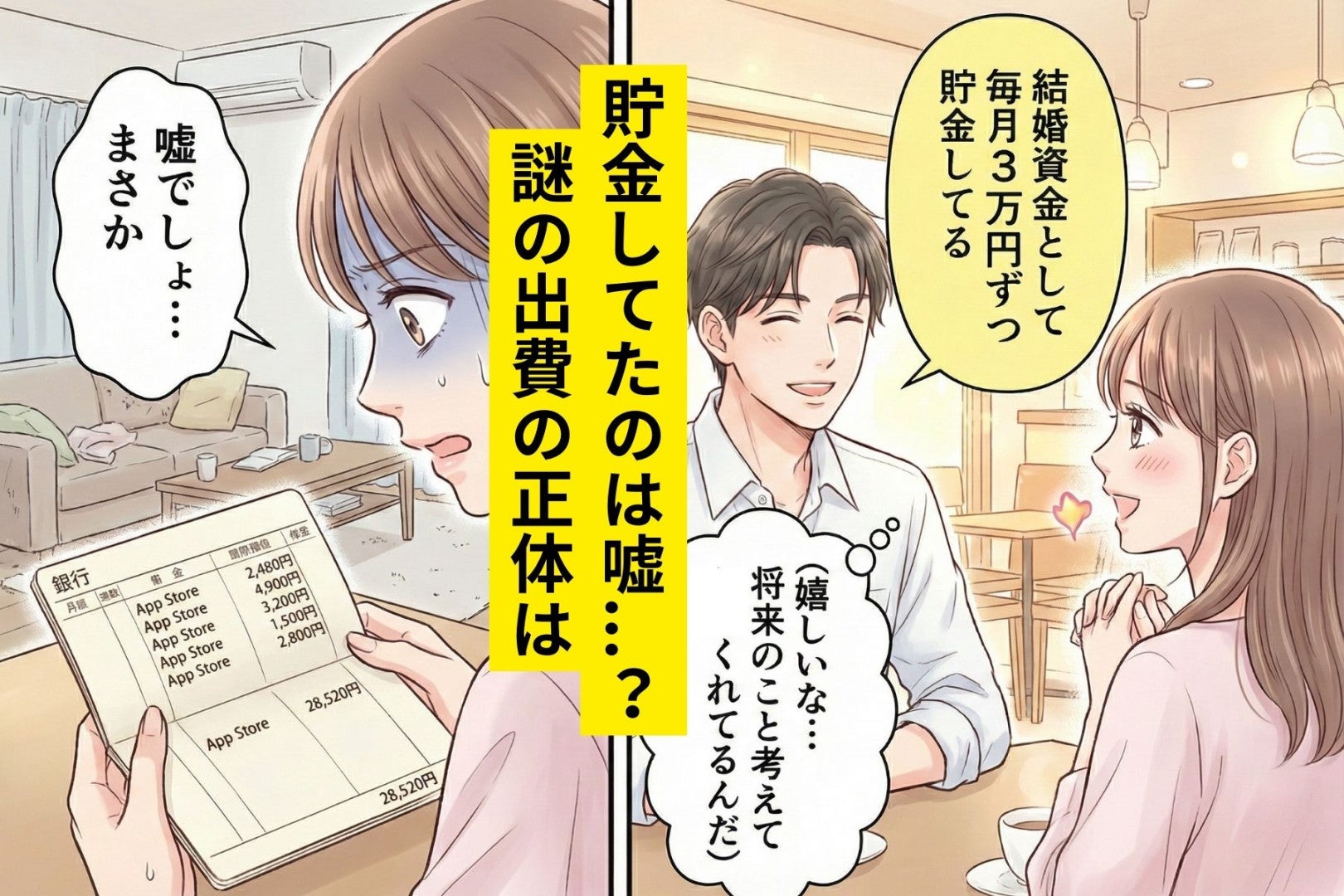 彼「貯金してる」→口座の残高わずか…代わりに増えてた"謎の出費"