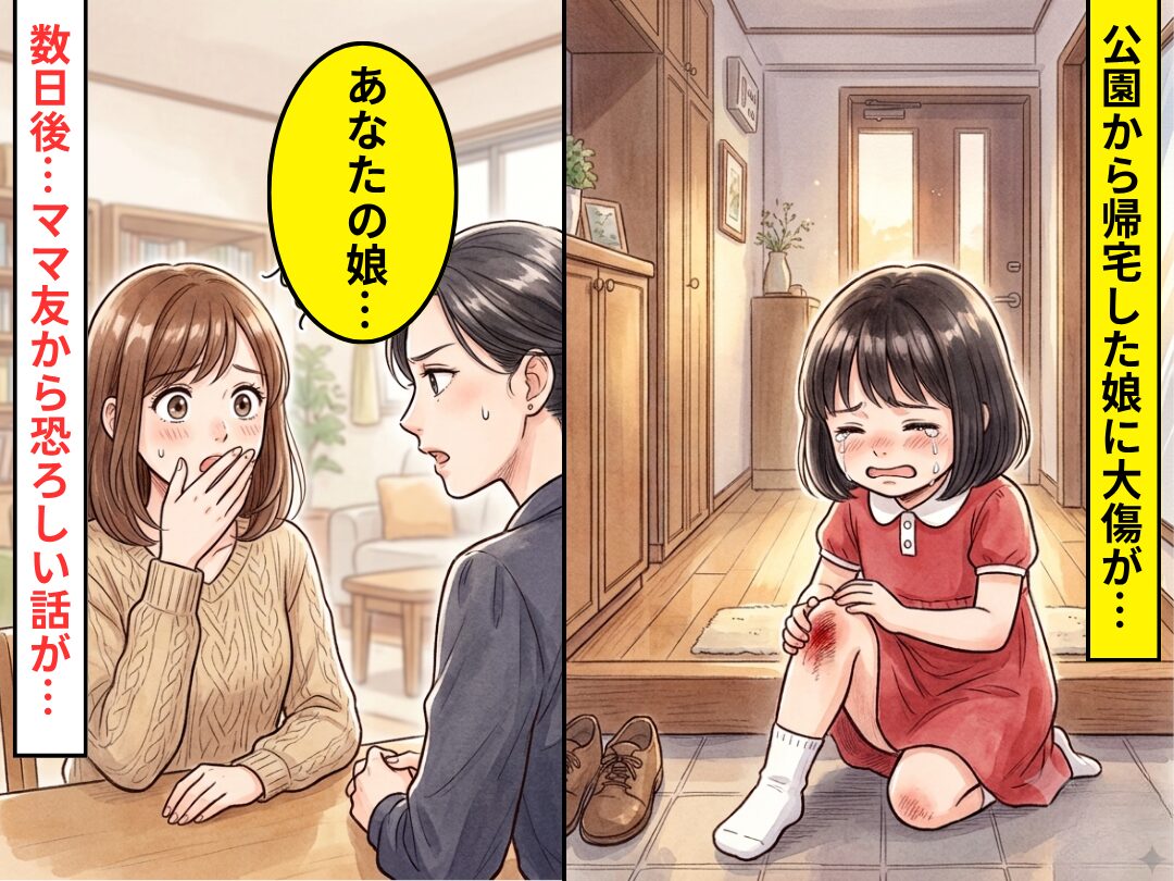 公園に遊びに行った娘が…帰宅すると大きな傷が！？数日後「あなたの娘…」ママ友から聞かされた話に…ゾッ