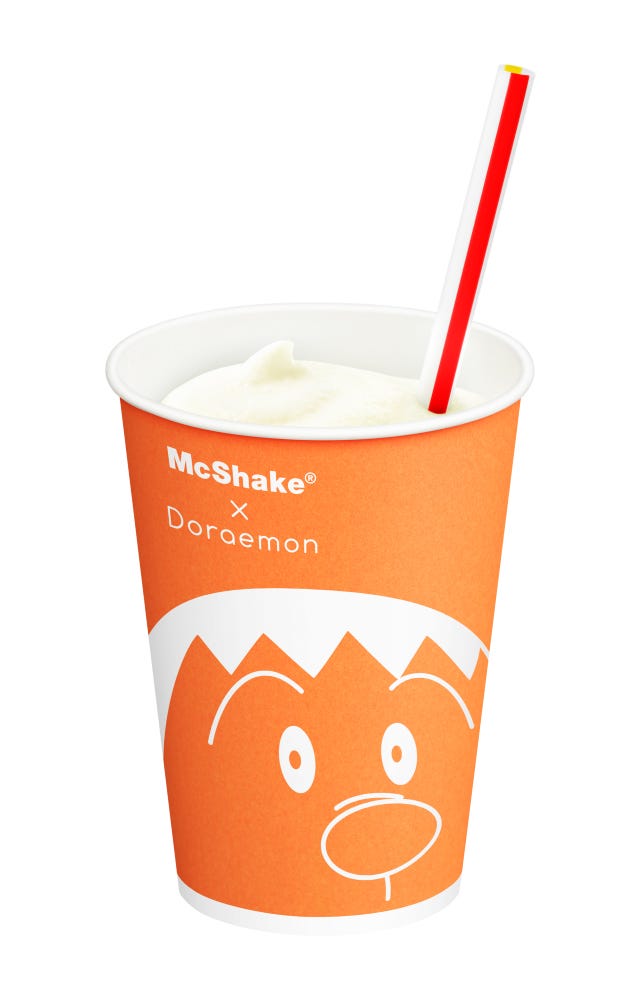 マックシェイク ヨーグル“ド”(ヨーグルト味)(C)藤子プロ・小学館・テレビ朝日・シンエイ・ADK