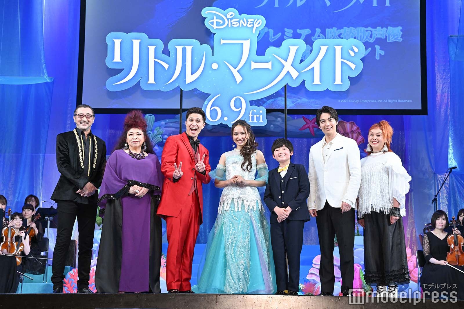 （左から）大塚明夫、浦嶋りんこ、木村昴、豊原江理佳、野地祐翔、海宝直人、高乃麗（C）モデルプレス