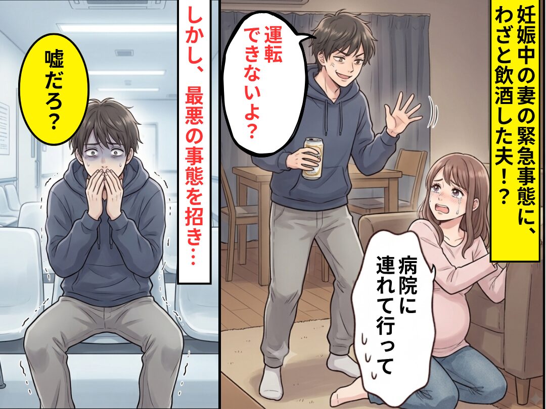 妊娠する妻の【緊急事態】が面倒で…「運転できないよ？」飲酒した夫！？しかし⇒最悪の事態を招き「嘘だろ？」