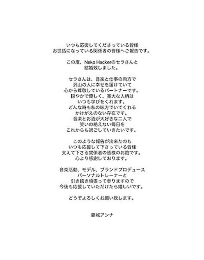 藤城アンナコメント(提供写真)