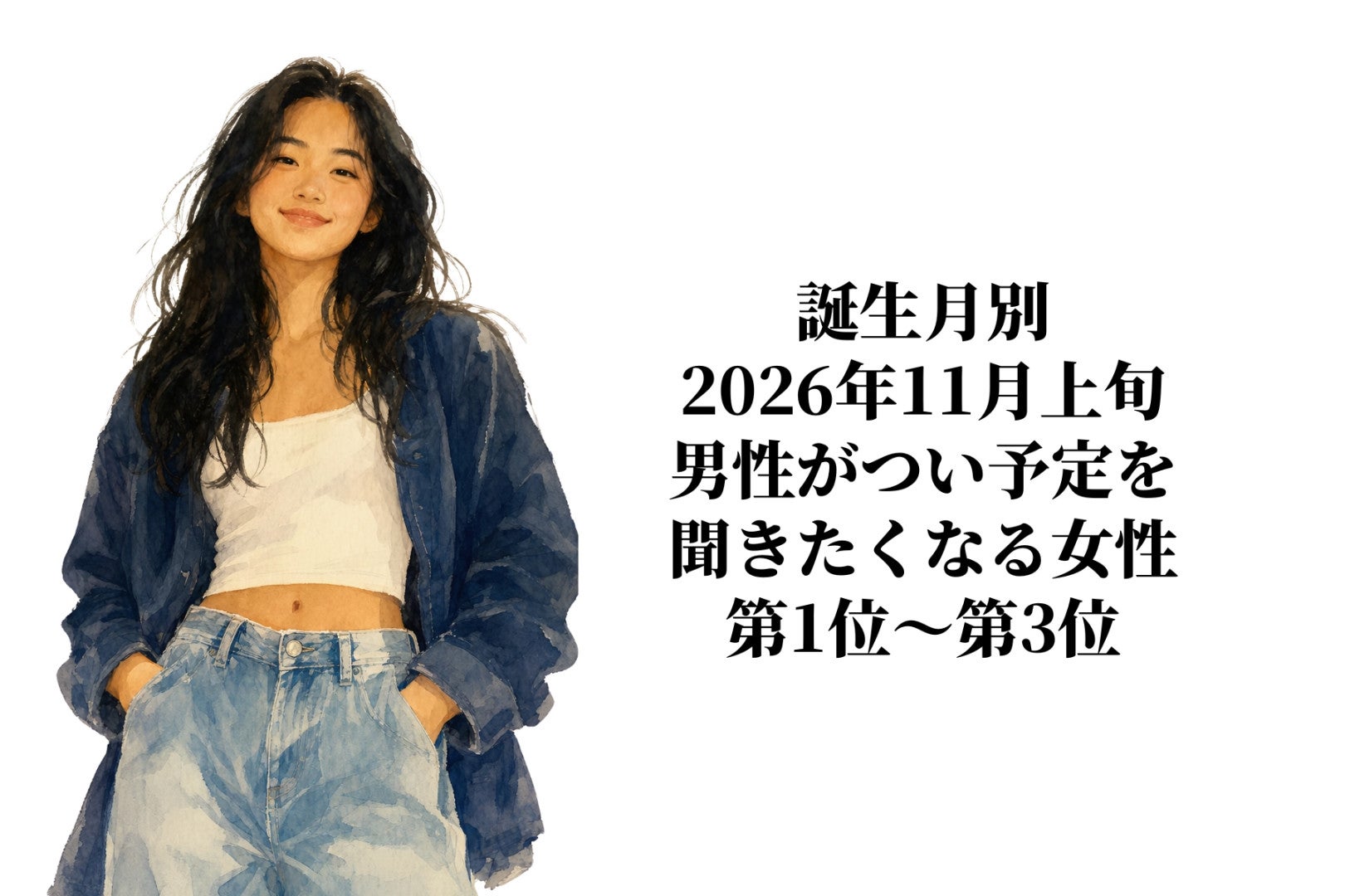 【誕生月別】2026年11月上旬、男性がつい予定を聞きたくなる女性ランキング＜第１位～第３位＞