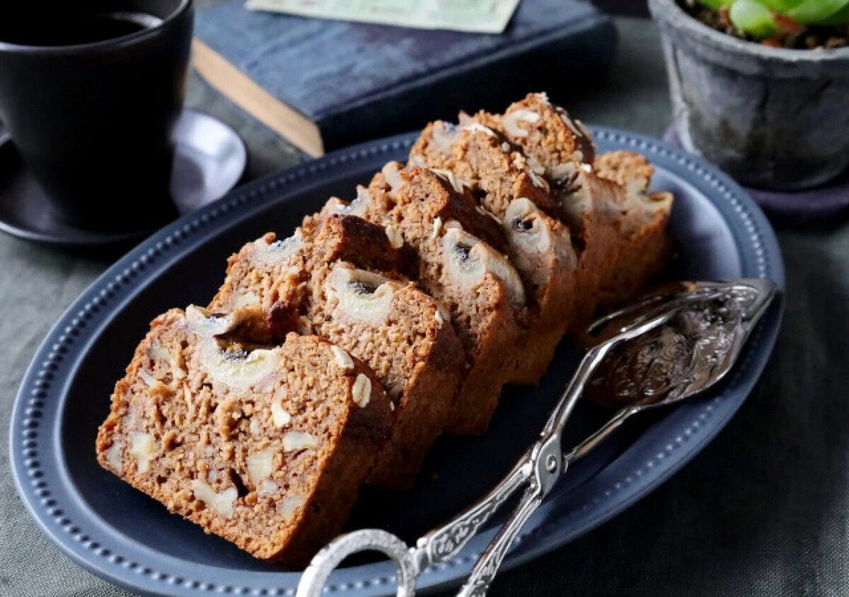完熟バナナとクルミのオートミールパウンドケーキ