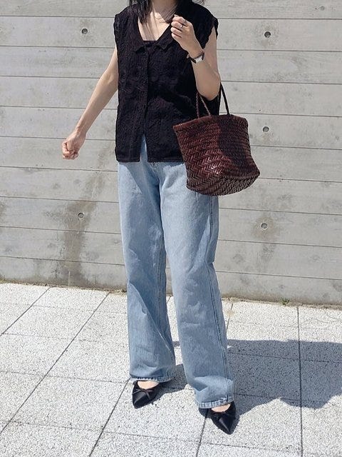 黒ブラウス コーデ 黒ブラウスコーデ2