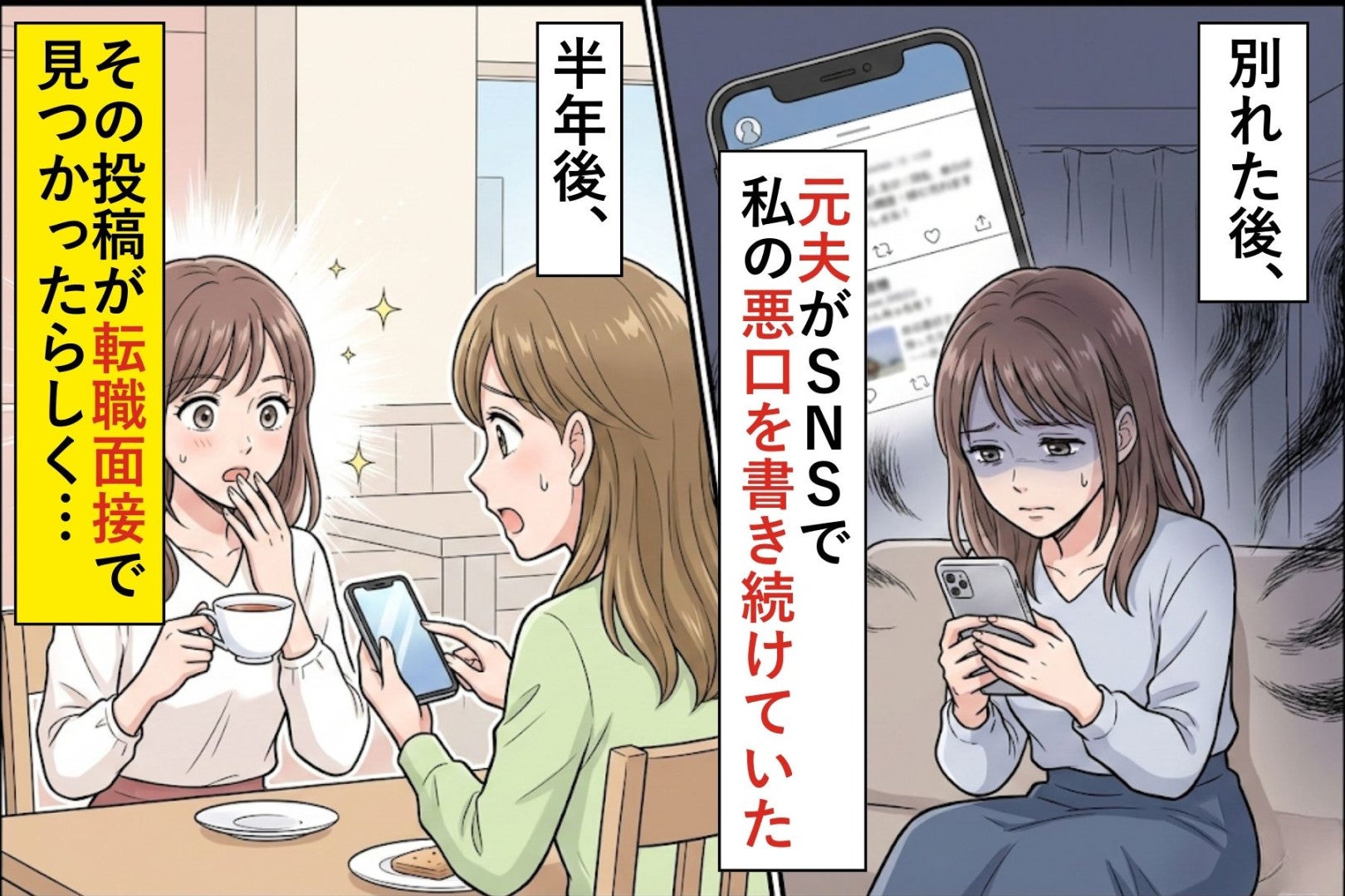 別れた後、元夫がSNSで私の悪口を書き続けていた→半年後、その投稿が転職面接で見つかり不採用になった話