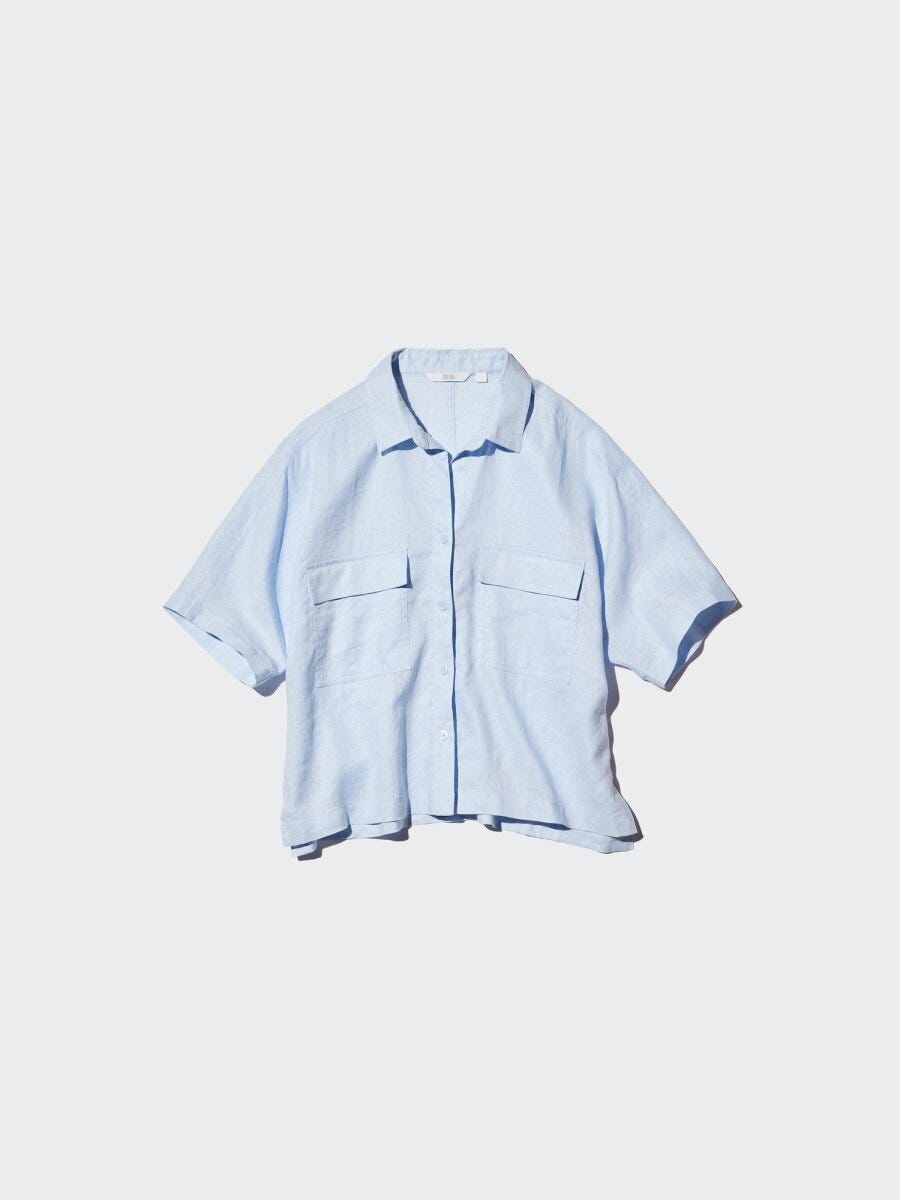 ユニクロのプレミアムリネンスキッパーボクシーシャツ